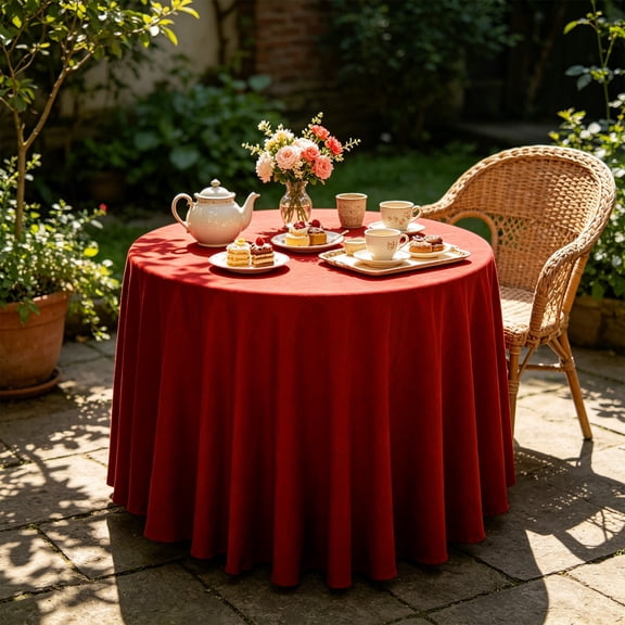 Eolstice Round Satin Tablecloth, Wrinkle Resistant Fabric Cover, Wedding Banquet Party Table Decor, Home Dining Table Decor, 8 Colors Available