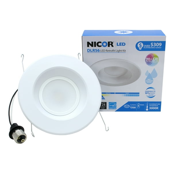 NICOR Lighting 5/6Inch Dimmable 1200Lumen 3000K LED Downlight
