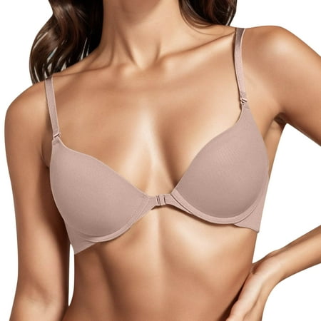 KELINFONG Triangle Bralette Bra for Women Front Close Deep V Seamless Wireless Adjustable Underarm-Smoothing Bras