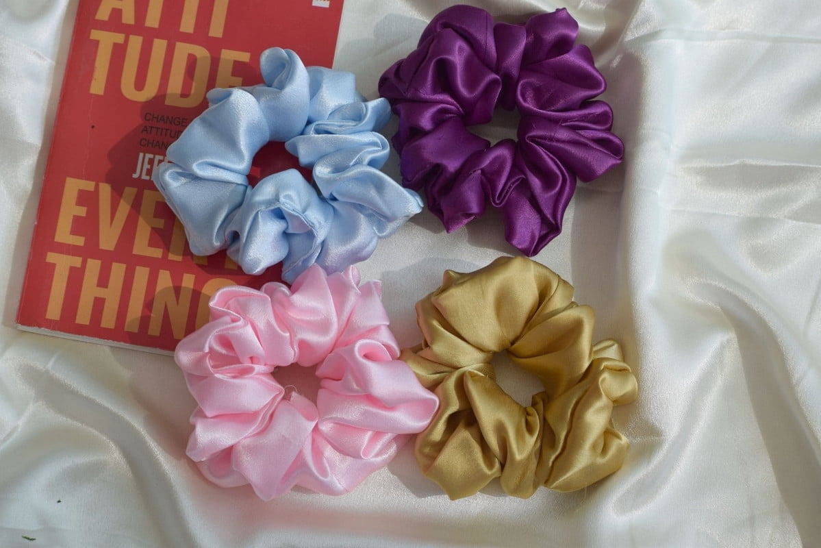 SHOPCREW 12 Pcs Soft Silk Satin Hair Scrunchies for Women and Girls Ponytail Holder Thick Hair Bands Ties Accessories 4.5 Inches