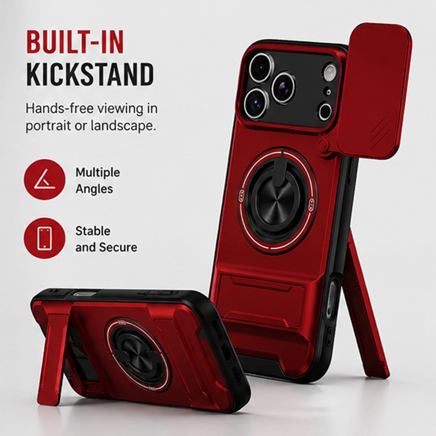 All-In-One Rugged Case for iPhone 17 Pro - Red