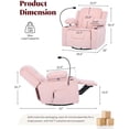 thumbnail image 2 of LAZZO Nursery Recliner Chair, Power 320° Swivel Chair with Remote, Cup Holder, Adjustable Armrest, Footrest, Pink, 2 of 8