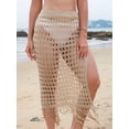 thumbnail image 4 of Women'S Swimsuit Cover Up Summer Hollow Out Crochet Maxi Knit Skirts with Tassels Khaki M, 4 of 9