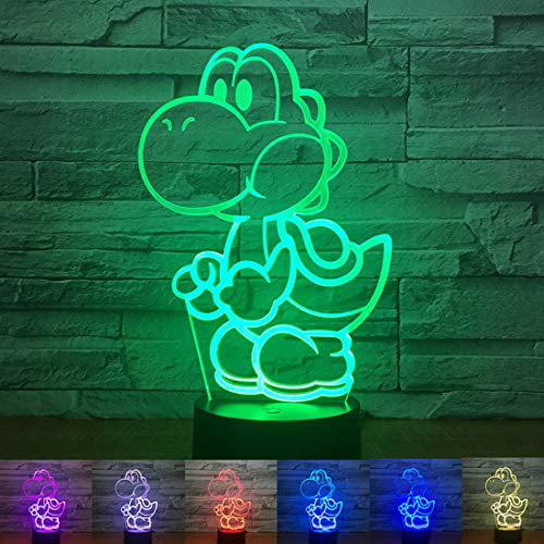 Yoshi Mario 3D LED Light Lamp 2D Illusion Hologram Christmas Gift Anime Night 