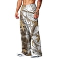 thumbnail image 5 of GrmtClth Men's Fashion Camo Wide Leg Pants Loose Relaxed Fit Elastic Waist Drawstring Streetwear Daily Outdoor Hunting Jogger Trousers Light Gray 3XL, 5 of 8