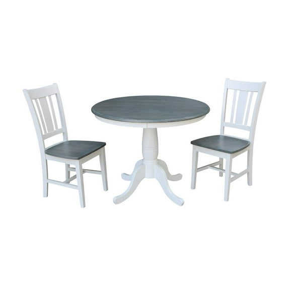 International Concepts 36" Round Top Pedestal Table With 2 San Remo Chairs - Set of 3 Pieces