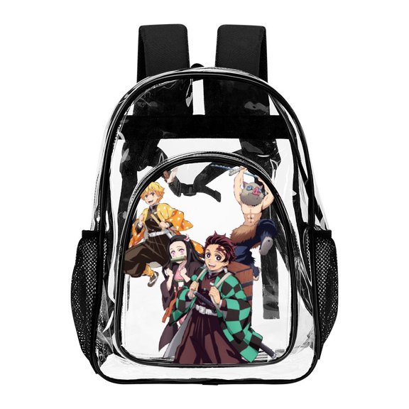 Demon Slayer Clear Backpack Heavy Duty Transparent Bag See Through Bookbag for School, Work, Sport, College, Travel