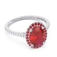 thumbnail image 3 of 2.15 Carat Oval Cut Red Ruby Gemstone & Natural Diamond (F-G/VS1) Classic Anniversary Ring for her 18K White Gold Size 8.5 by Diamond-Capitals, 3 of 7