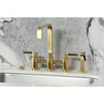 thumbnail image 2 of Kingston Brass KS8257CTLBS Continental Two-Handle 4-Hole Deck Mount Bridge Kitchen Faucet with Brass Side Sprayer in Brushed Brass, 2 of 8