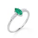 thumbnail image 3 of JeenMata Anillo de Compromiso Exclusivo con Pavé de Siete Piedras de Esmeralda y Moissanita de Corte Marquesa de 0,5 TCW de Norte a Sur en Baño de Oro Blanco de 18 K sobre Plata, 3 of 6