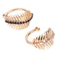 thumbnail image 3 of 2pcs Leaf Ear Clip Rhinestone Beautiful Retro Creative Decorative Earrings Ear Clip for Woman (White Rhinestone, Black R, 3 of 8