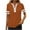 Orange, variant on Womens Tops V Neck Short Sleeve Zip-Up Solid Color Contrast Casual Blouses