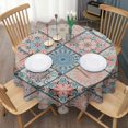 thumbnail image 3 of Round Waterproof Tablecloth 60×60 Inch, Vintage Floral Reusable Indoor/Outdoor Durable Table Cover for Party Kitchen Dinner Room Decor, 3 of 6