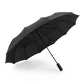 thumbnail image 2 of Paraguas automático extragrande y grueso, resistente, de goma negra, plegable, para hombre, parasol soleado, 2 of 6