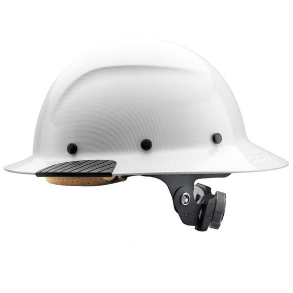 Lift Safety Fiber Resin Dax Carbon Full Brim Hard Hat, White Gloss