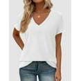 thumbnail image 5 of PRETTYGARDEN Women's V Neck T Shirts Summer Short Sleeve Spring Going Out Tops Casual Loose Fit Basic Tees Beach Clothes, 5 of 10