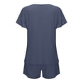 thumbnail image 4 of Short Sets for Women 2 Piece Summer Vacation V-Neck Ruffle Sleeve Pajamas Comfortable Soft Plus Size Outfits Yoga Activewear Walking Tops Navy XXL, 4 of 9