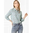 thumbnail image 3 of INSPIRE CHIC Women's Button Down Long Sleeve Ditsy Floral Shirt Blue L, 3 of 6