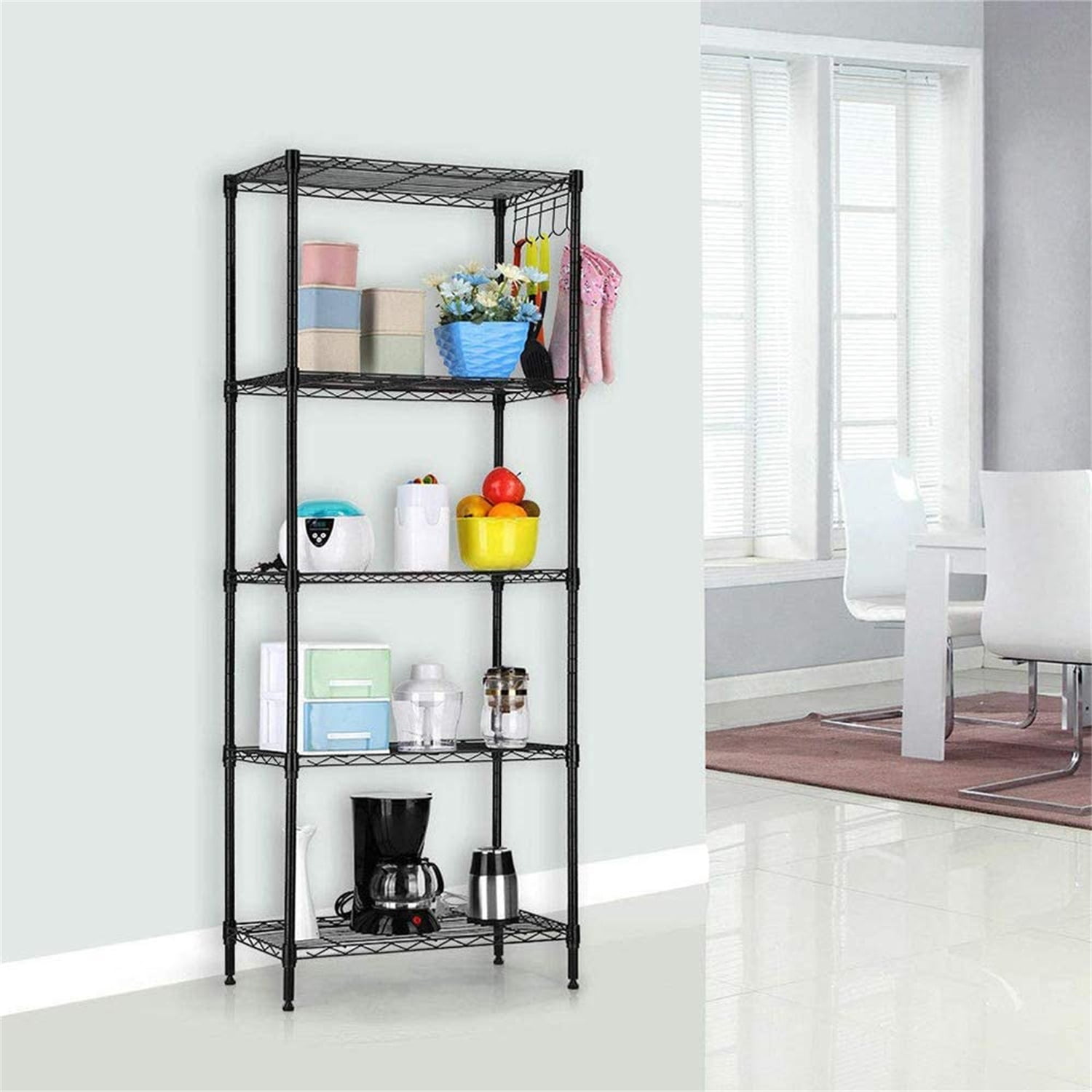 RACK5S - Stainless Steel Storage Rack with 5 Shelves and Adjustable Feet -  Parry