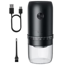 Small Rechargeable Electric Coffee Grinder, Stainless Steel, Multiple Settings, Black