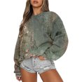thumbnail image 1 of Gibobby Sudadera sin capucha y ocio Sudadera de manga larga con estampado de mujer Cómodo cuello redondo Loose Fit Pollover Fall Tops (Verde, XL), 1 of 4