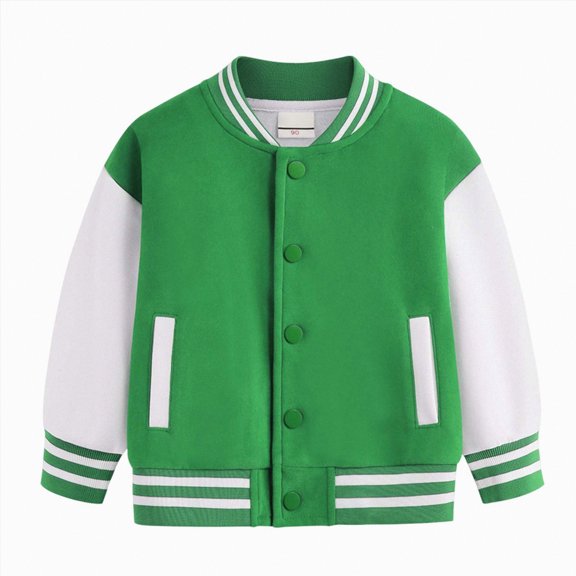 UAYOTSE Kids Comfortable Baseball Jackets Boys Girls Jacket Lightweight Plain Button Casual Coat(9-10 Years,S56-Green)