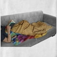 thumbnail image 6 of Aloha Soft Flannel Fleece Throw Blanket, Summer Holiday Season Themed Arrangement with Writing on the Sand Hawaii Print, Cozy Plush for Indoor and Outdoor Use, 60" x 80", Brown and Red, by Ambesonne, 6 of 6