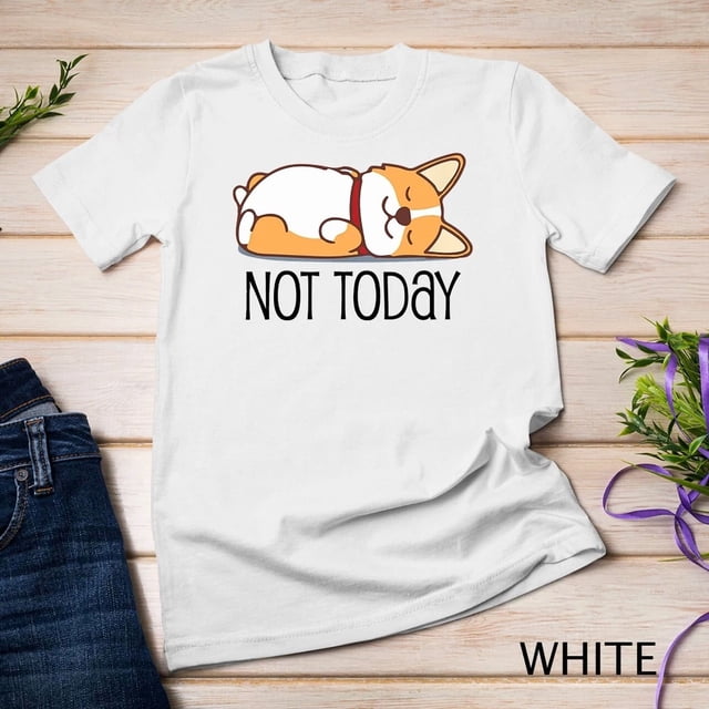T-shirt Graphique Slogan Humoristique pour Amateur de Chiens « Lazy Corgi Not Today », pour Unisexe jusqu'à 3TG