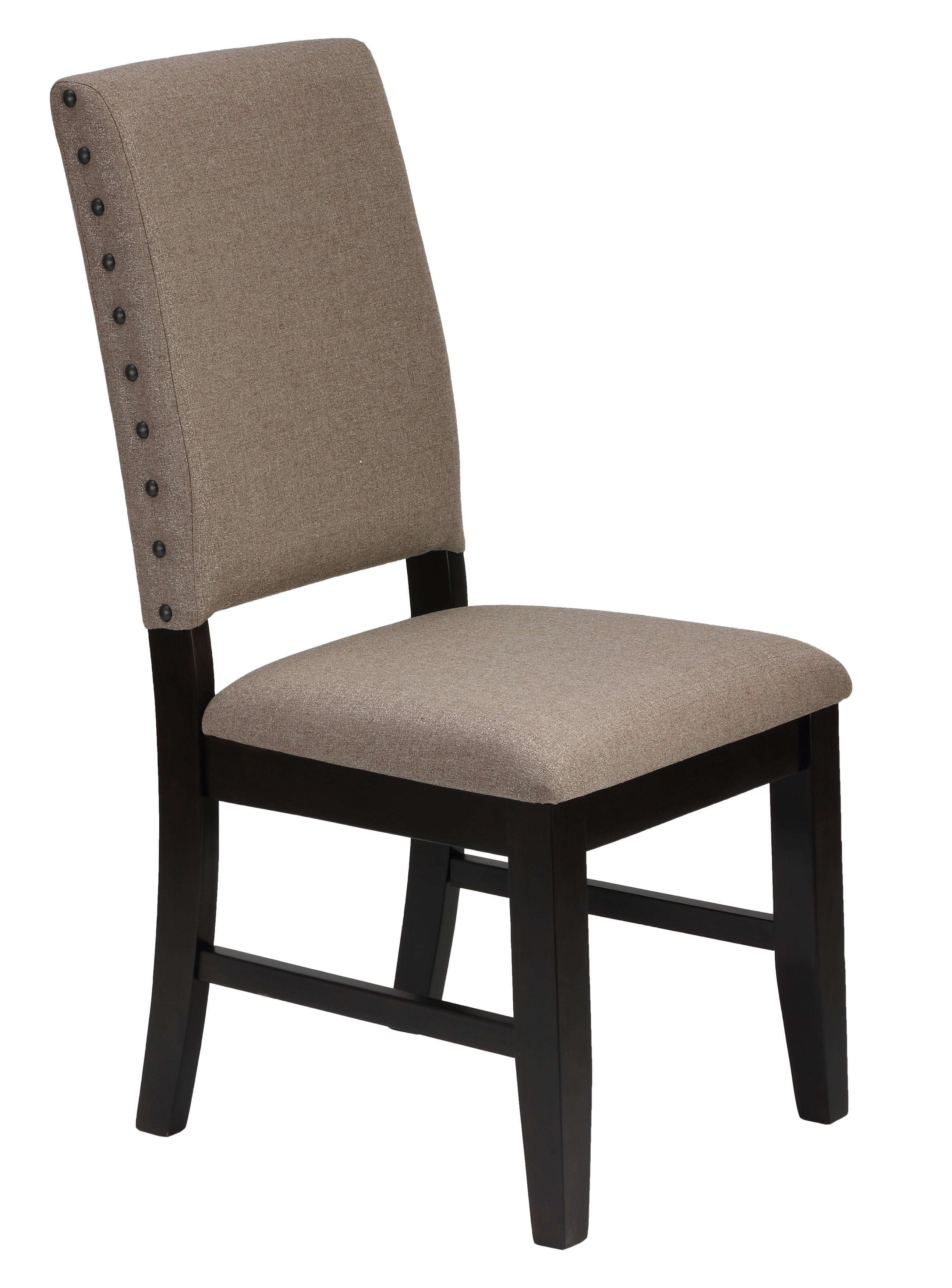 Cortesi Home Manchester Dining Chairs in Taupe Fabric with Black Wood