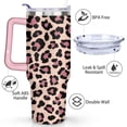 thumbnail image 3 of 40oz Fashion Leopard Pattern Stainless Steel Flip Straw Tumbler Spill Proof Travel Cup Double Wall Vacuum Insulated Coffee Mug with Top Handle, 3 of 6