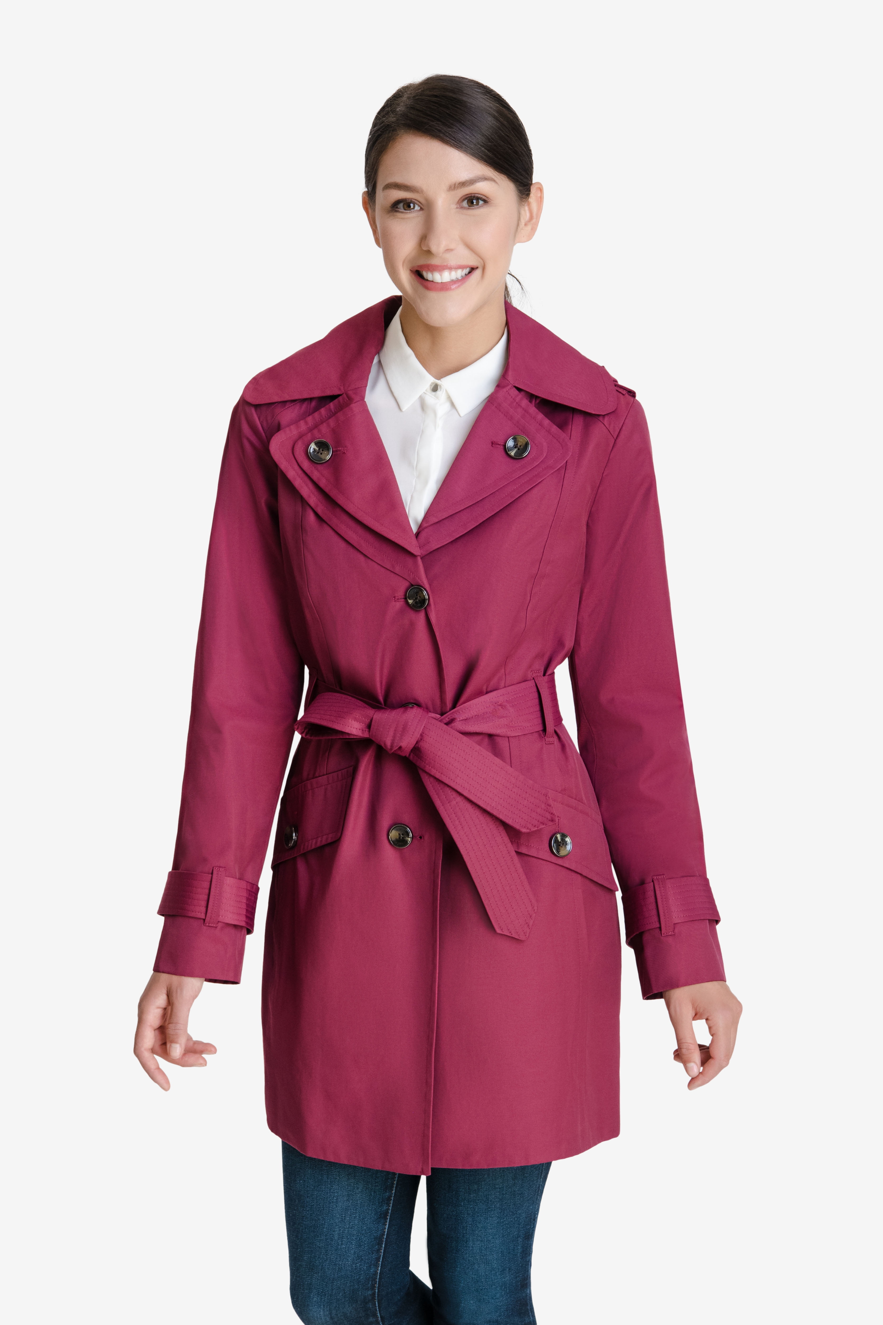 London Fog Women's Water Resistant Single Breasted Trench Coat With Removable 