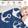 thumbnail image 3 of RUIYC Nautical Sherpa Throw Blanket Sea Adventure Soft Warm Cozy Ocean Theme Plush Blanket Navy Blue, 3 of 6