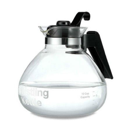 12 Cup Glass Stove Top Whistling Kettle Heat Tolerant Handle