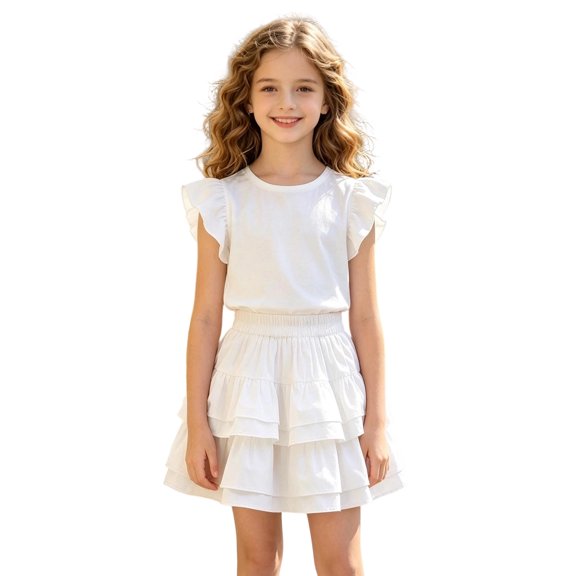 SUYIDA Girls Layered Ruffle Shorts Casual Summer Wear Lightweight Comfort Easy Move Back to School Spring Outfit Shorts