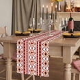 thumbnail image 2 of Red Orange Southwest Table Runner, Aztec Boho Ethnic Geometric Art Washable Cotton Linen Table Runners 120 Inches Long, Dresser Scarf Runner for Dining/Living Room/Kitchen/Square Tables 13''x120'', 2 of 9