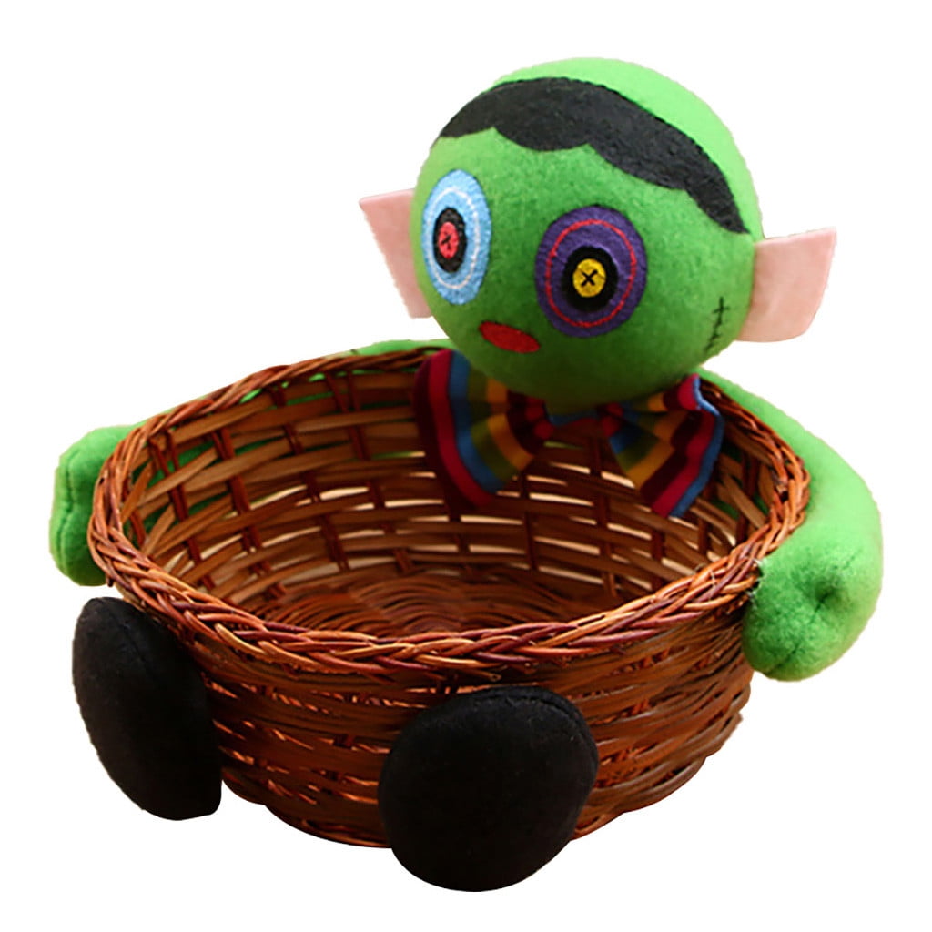 Childrens Gifts Red Fcostume Cute Hand-Woven Doll Fruit Decoration Bowl Halloween Ghost Candy Basket Home Decorative Scenes Desktop Ornaments 