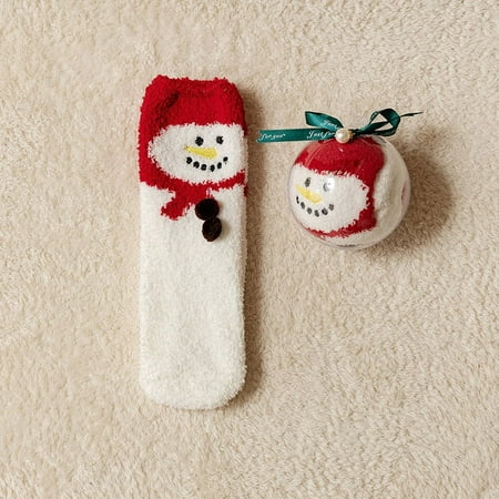

Christmas Ball Coral Plush Socks Gift Box Christmas Gift Thickened Cartoon Sleep
