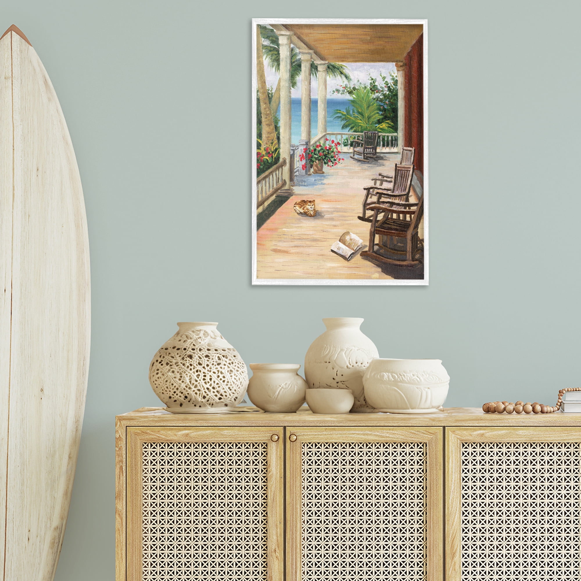 Stupell Industries Coastal Cape Cabin Coastal Painting White Framed Art Print Wall Art, 20 x 30