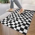 thumbnail image 4 of Black and White Wavy Checkerboard Pattern Door Rugs,Washable Non Slip Door Mats Indoor,Decorative Door Mats,Entry Mat Indoor for Entrance,Bedroom,Kitchen,Bathroom,17"x30", 4 of 6
