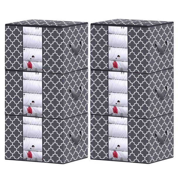 Organizador de bolsas de almacenamiento de ropa sucia plegable grande de 6 uds con asas cremallera y diseño de ventana visual transparente