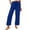 Blue, variant on Summer Spring Pants for Women Casual Drawstring Elastic Waisted Cropped Pant Solid Color Wide Leg Beach Vacation Trousers Khaki M