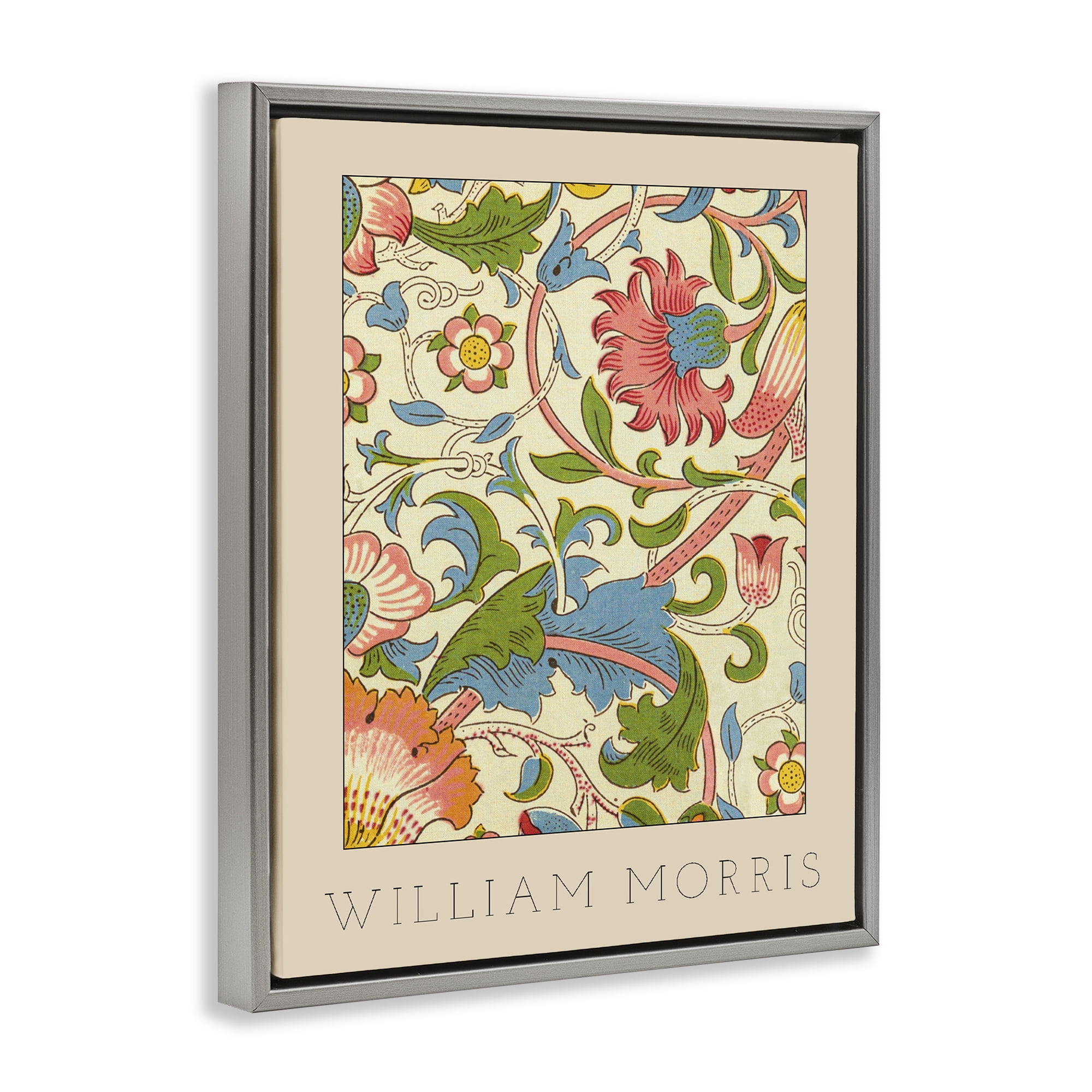 Stupell Industries Stylish Boho Classic Flowers Gray Framed Floater Canvas Wall Art, design by Lil' Rue