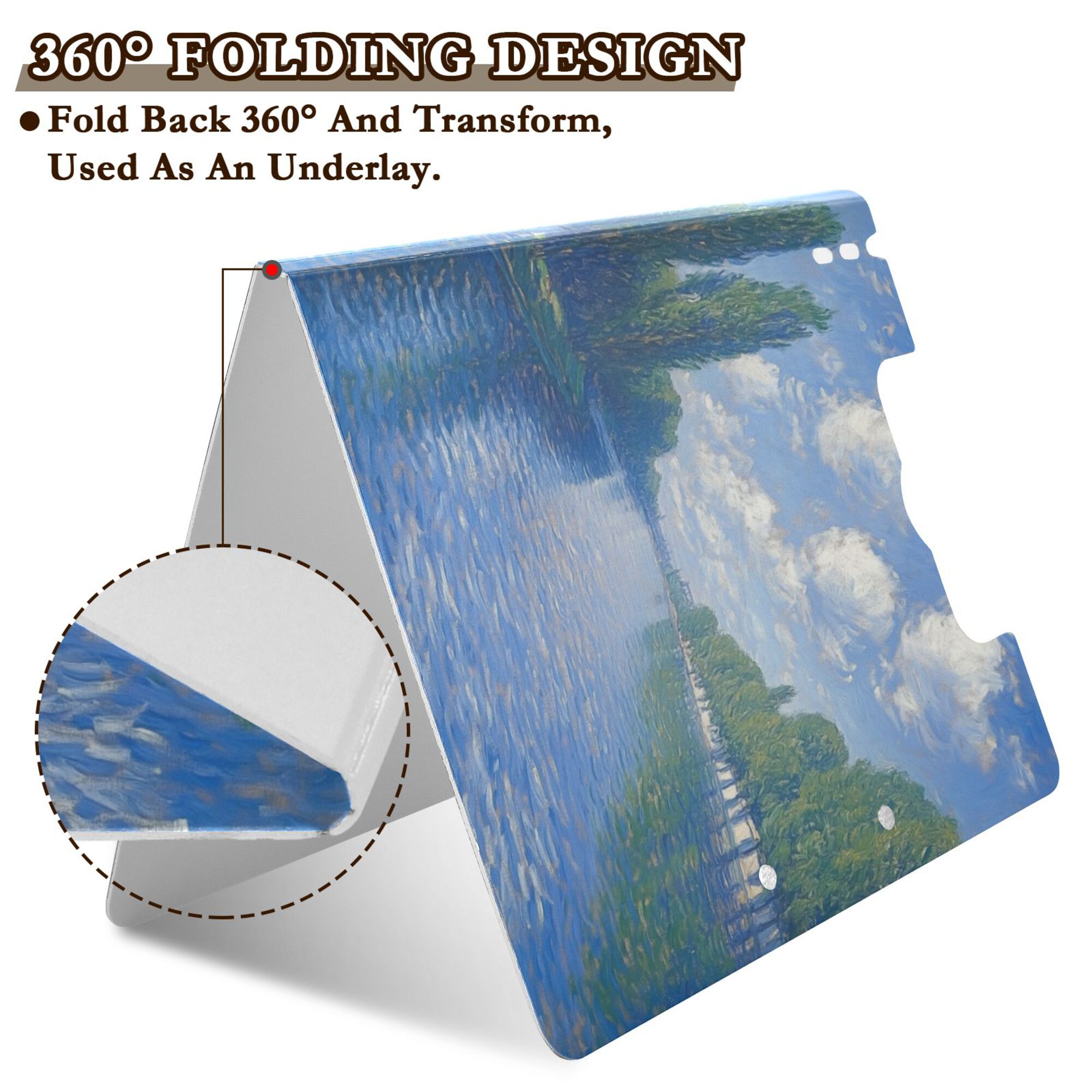 FORMRS A4 Clipboard Folder with Pen Holder Horizontal Foldable School Office Binder, Blue Sky and River