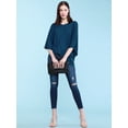 thumbnail image 5 of Made by Johnny Womens V-Neck Square Sleeves Oversized Loose Fit Top XXXL TEAL, 5 of 6