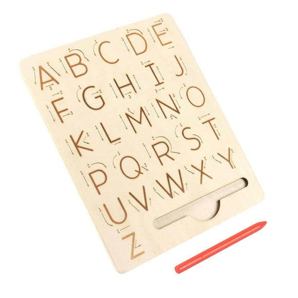 Wooden Montessori Tracing Board Writing Tools Handwriting Practice Puzzle with Pencil Double Sided Exercise Board for 3 Years Old Kids