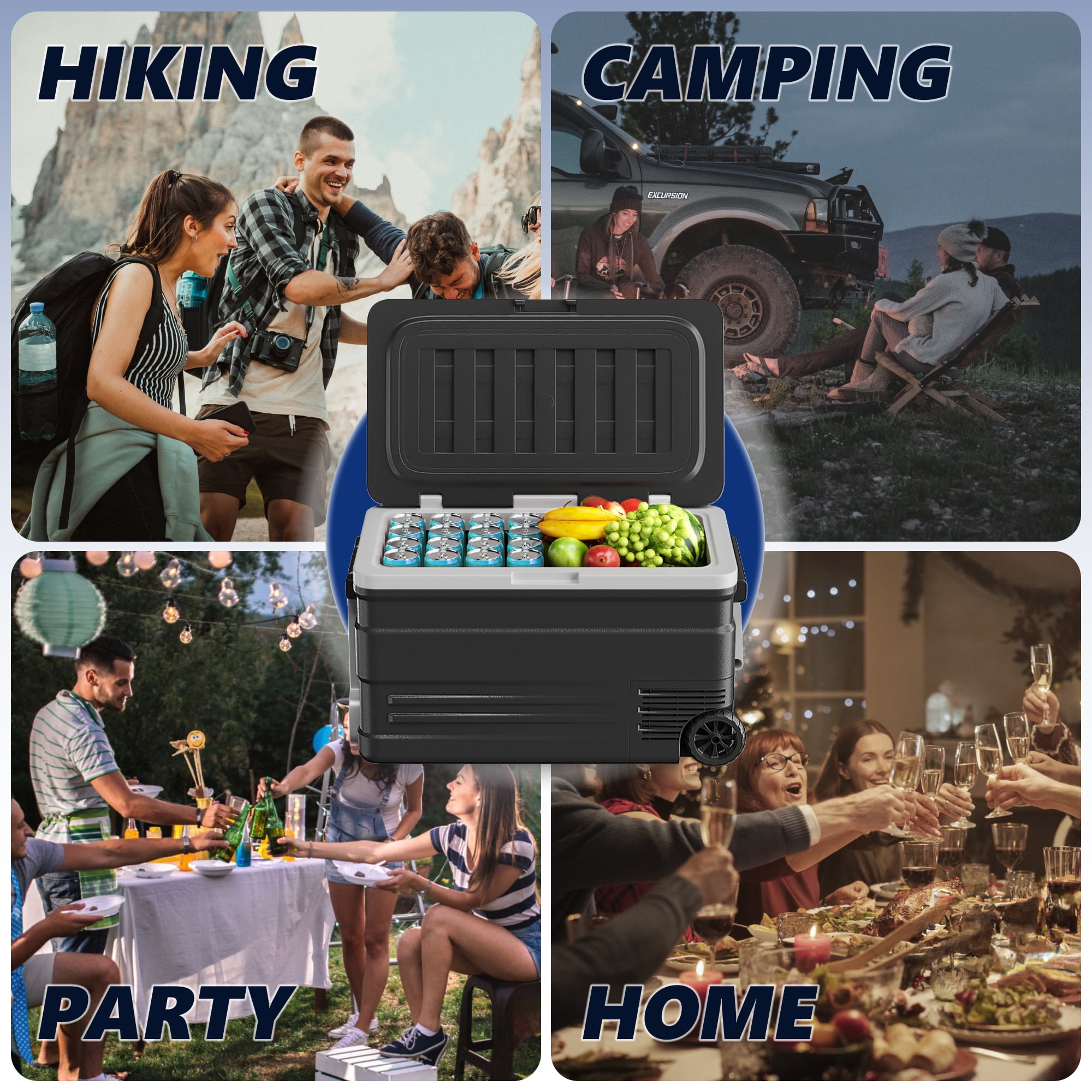 Simzlife 12 Volt Car Refrigerator, 80QT(75L) Portable RV Car Fridge with Wheels, 0℉~68℉, 12/24V DC & 110-240V AC, Black