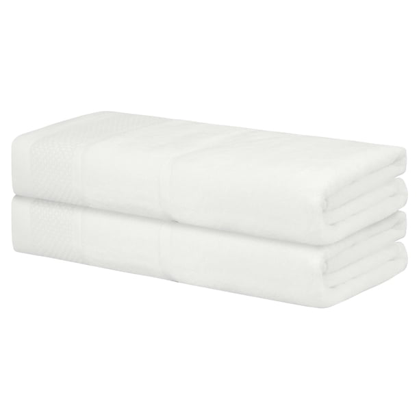 Juego de 2 toallas de baño REGALWOVEN, toallas de baño de malla de algodón suave, altamente absorbentes y de secado rápido, blancas 28' x 56'