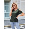 thumbnail image 3 of Women Sparkly Shirt Party Top Shirts Glitter Cold Shoulder V Neck Blouses Evening Club Outfits Green L, 3 of 8