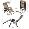 thumbnail image 5 of Devoko Patio Zero Gravity Chair Outdoor Folding Recliner Lounge Chair with Attachable Sunshade Canopy and Holder, Beige, 5 of 7