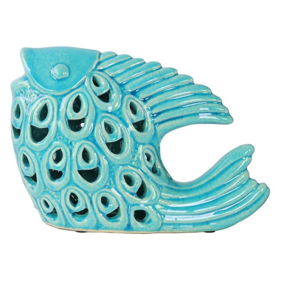 Urban Trends Collection: Ceramic Fish Figurine, Gloss Finish, White